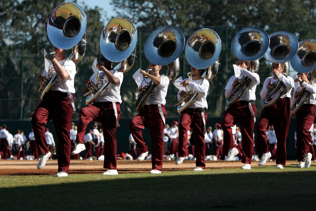 Florida Memory • FAMU marching band percussion section - Tallahassee,  Florida.